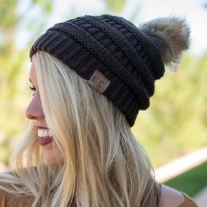 CC faux fur sherpa inner lining winter hat